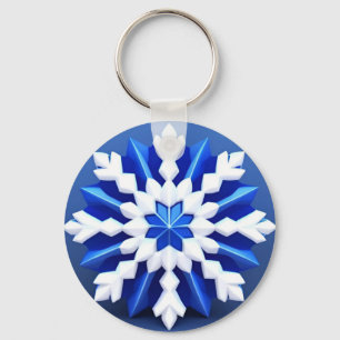 Detailliertes weißes Schneeflockendesign Schlüsselanhänger
