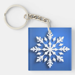 Detailliertes weißes Schneeflockendesign Schlüsselanhänger
