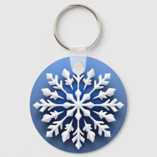 Detailliertes weißes Schneeflockendesign Schlüsselanhänger