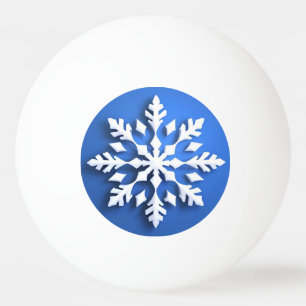 Detailliertes weißes Schneeflockendesign Tischtennisball