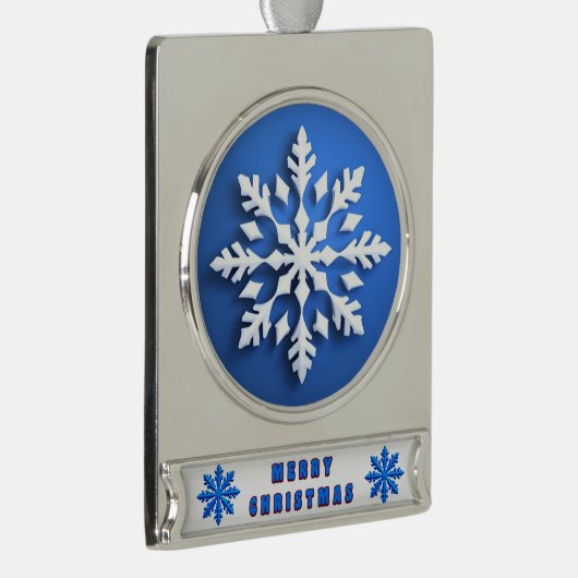 Detailliertes White Snowflake Design Banner-Ornament Silber (Rechts)