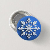 Detailliertes White Snowflake Design Button (Vorne & Hinten)