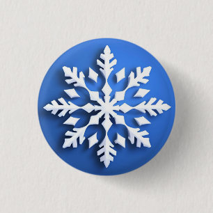 Detailliertes White Snowflake Design Button