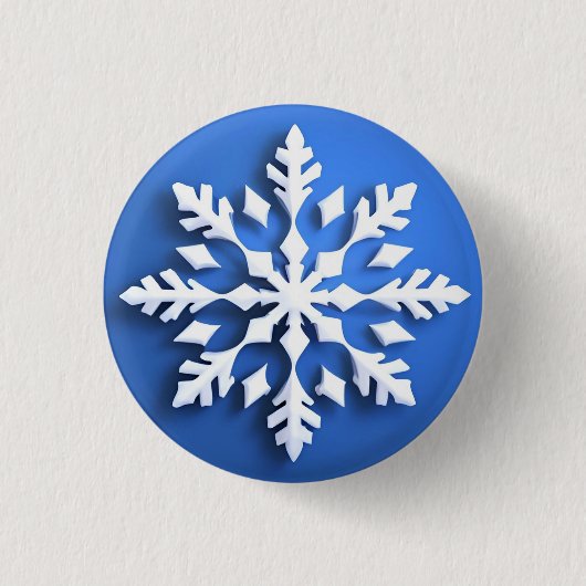 Detailliertes White Snowflake Design Button (Vorderseite)