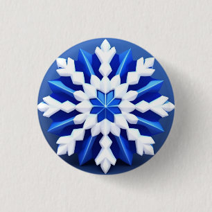 Detailliertes White Snowflake Design Button
