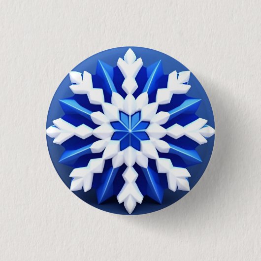 Detailliertes White Snowflake Design Button (Vorderseite)
