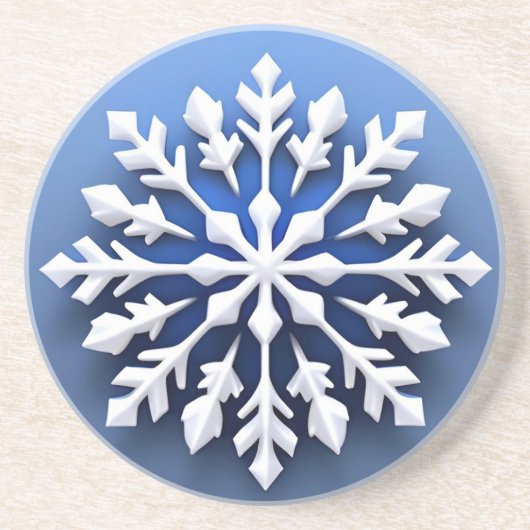 Detailliertes White Snowflake Design Getränkeuntersetzer (Vorne)