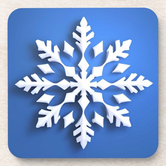 Detailliertes White Snowflake Design Getränkeuntersetzer (Vorderseite)