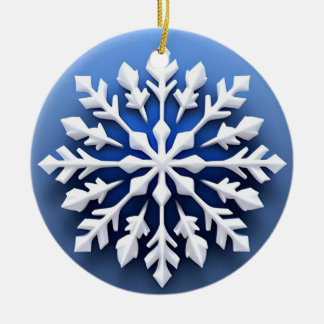 Detailliertes White Snowflake Design Keramik Ornament