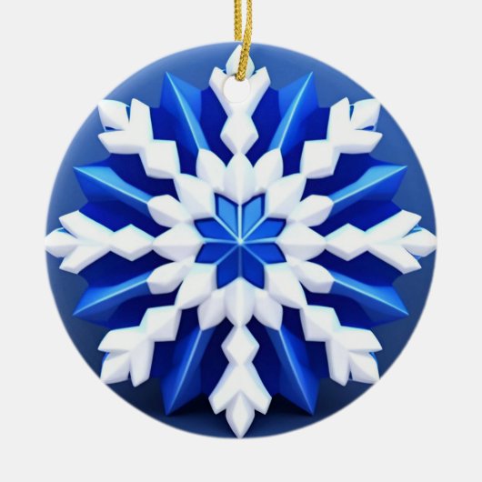 Detailliertes White Snowflake Design Keramik Ornament (Vorne)