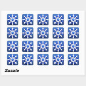Detailliertes White Snowflake Design Quadratischer Aufkleber (Blatt)