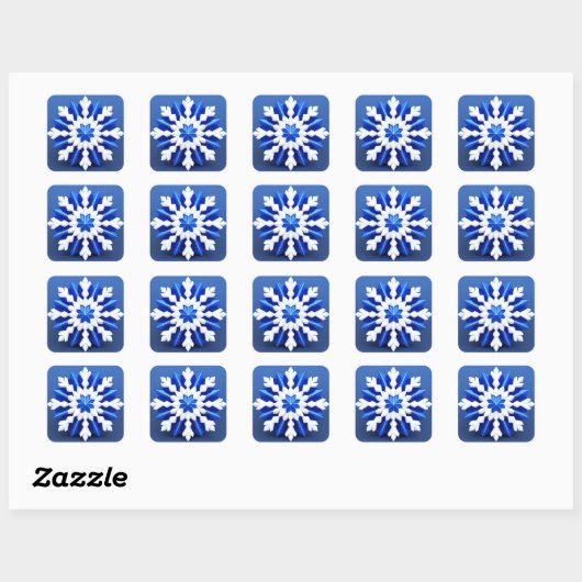 Detailliertes White Snowflake Design Quadratischer Aufkleber (Blatt)