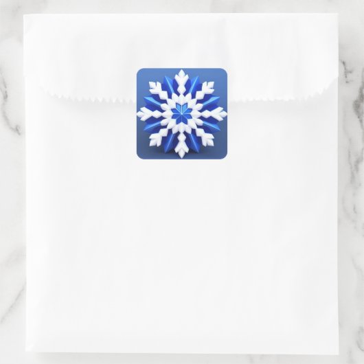 Detailliertes White Snowflake Design Quadratischer Aufkleber (Tasche)