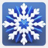 Detailliertes White Snowflake Design Quadratischer Aufkleber (Vorderseite)
