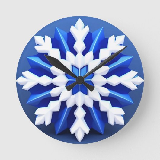 Detailliertes White Snowflake Design Runde Wanduhr (Vorderseite)