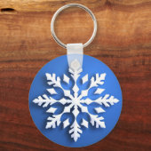 Detailliertes White Snowflake Design Schlüsselanhänger (Rückseite)