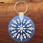 Detailliertes White Snowflake Design Schlüsselanhänger (Rückseite)