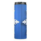Detailliertes White Snowflake Design Thermosbecher (Rückseite)