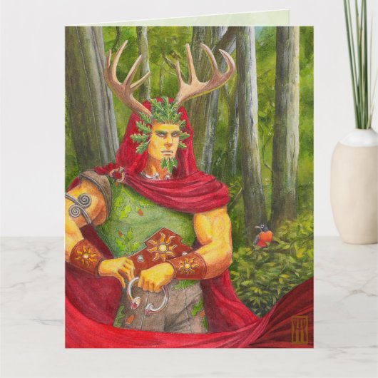 Detailportrait des keltischen Eichenkönigs Karte (Vorderseite)