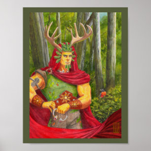 Detailportrait des keltischen Eichenkönigs Poster