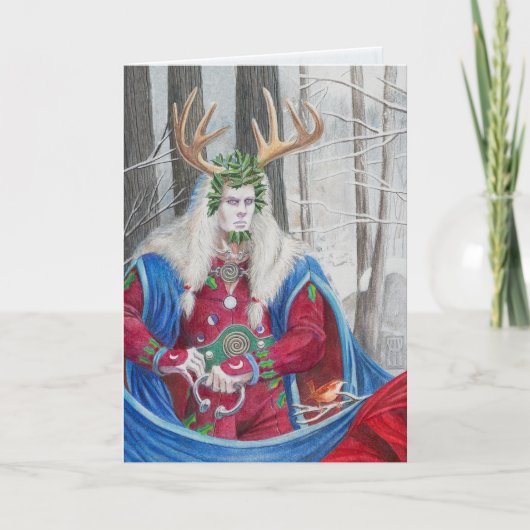 Detailportrait des keltischen Holly King Karte (Vorderseite)