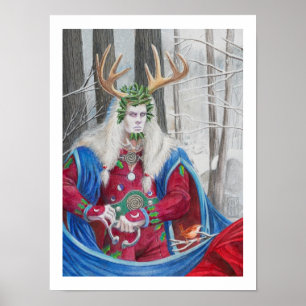 Detailportrait des keltischen Holly King Poster