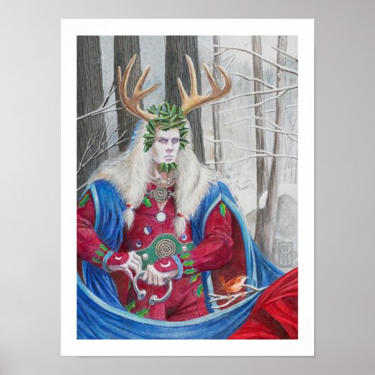 Detailportrait des keltischen Holly King Poster (Vorne)