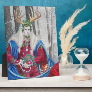 Detailporträt von Cernunnos als der Stechpalmenkön Fotoplatte
