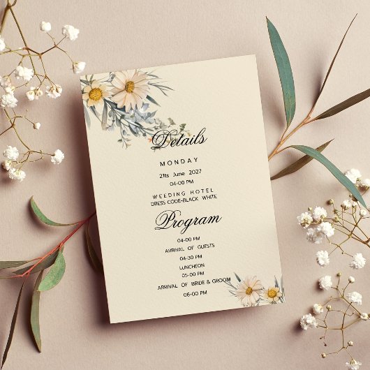 Detailprogramm für botanische Wildblumen Gartenflo Einladung