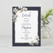 Detailprogramm für den Luxusmarineblau mit weißer  Einladung (Stehend Vorderseite)