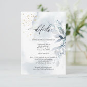 Details 2 Elegantes blaues Aquarellblatt Einladung (Stehend Vorderseite)