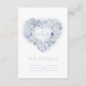 Details ändern Herz-Muscheln Strand Blau Hochzeit Begleitkarte (Vorderseite)