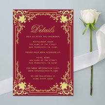 Details Burgundy Imitate Gold Elegante Script Hoch