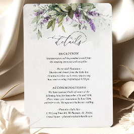 Details Card Lavender Grüne Skriptinformation Begleitkarte