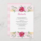 Details Card Rosa Blumenzwiebelhochzeit Einladende Einladung (Vorne/Hinten)