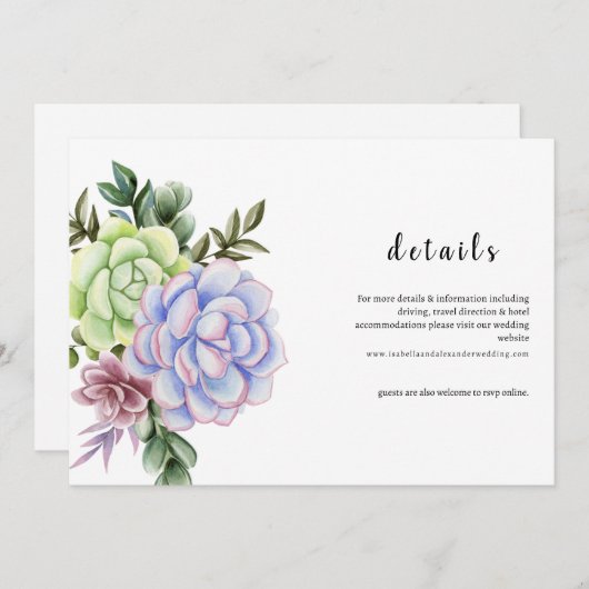 Details card- Succulent flower Einladung (Vorne/Hinten)