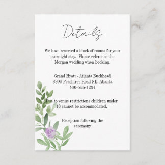 Details Card Wedding lavender purple RSVP Karte