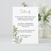 Details Card Wedding lavender purple RSVP Karte (Stehend Vorderseite)