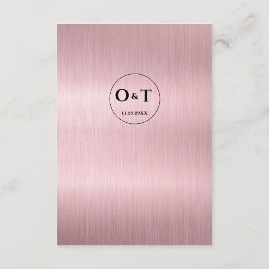 Details Chic Script Metallic Rose Gold Wedding Begleitkarte (Rückseite)