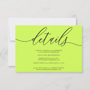 Details Cyber Lime Jet Black Einfach RSVP Karte