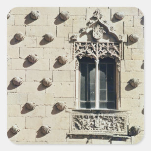 Details der Fassade der Casa de la Conchas Quadratischer Aufkleber
