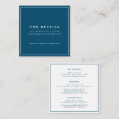 Details der Hochzeitsfeier in weißem Marineblau Begleitkarte (Vorne/Hinten)