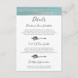 Details der rustikalen türkisfarbenen Holzfederung Begleitkarte