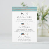 Details der rustikalen türkisfarbenen Holzfederung Begleitkarte (Stehend Vorderseite)