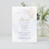 DETAILS | Dusty Blue Watercolor Gold Rose Einladung (Stehend Vorderseite)