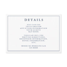 Details | Dusty Navy Blue Wedding Details Card