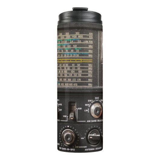 Details eines alten Funkempfängers Thermosbecher (Vorderseite)