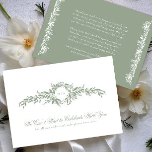 Details elegante saftig grüne Hochzeit Begleitkarte