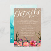 DETAILS | Eleganter floraler Rustikaler Frühlingsz Begleitkarte (Vorne/Hinten)