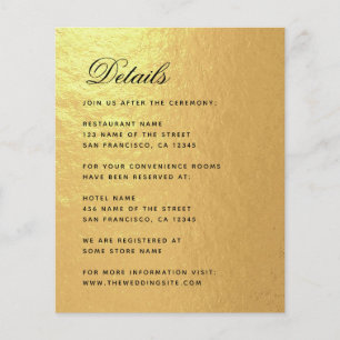 Details Faux Gold Budget Hochzeit Beilagekarte